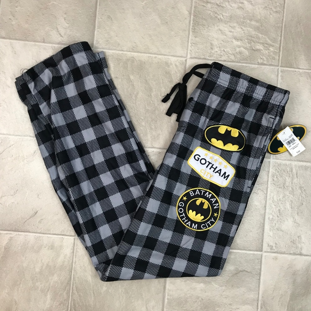 NEW Batman Gotham City Plaid Lounge Pants Sz S